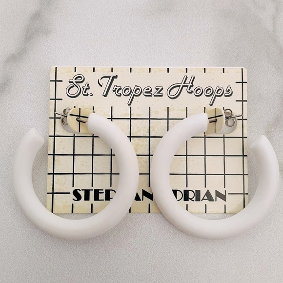 Vintage St. Tropez Hoops-Stephan Adrian White Hoops- Deadstock - 1980’s - Picture 1 of 2